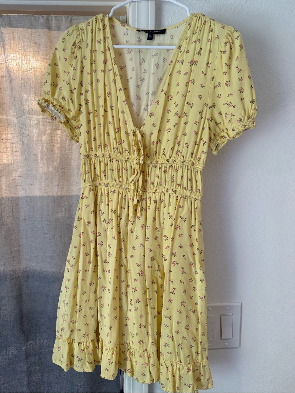 Yellow Floral V-Neck Dress